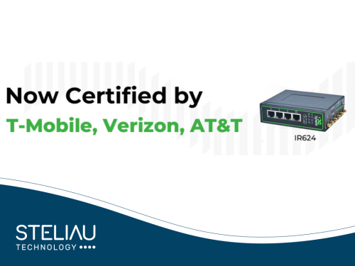 Product image RedCap industrial 5G router with dual-band Wi-Fi, advanced security, edge computing, industrial connectors, and cloud management.