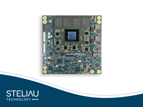 Compact COM Express 3.1 Type 6 module with Qualcomm Dragonwing IQ‑X SiP‑A processors, up to 64 GB LPDDR5, Adreno GPU, and AI performance up to 45 TOPS.